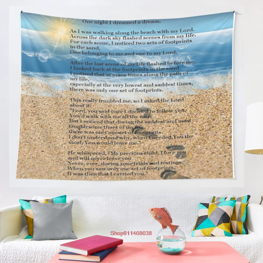 

Следы в песке, гобелен, искусство, настенные подвесные гобелены для гостиной, для дома и общежития Декор