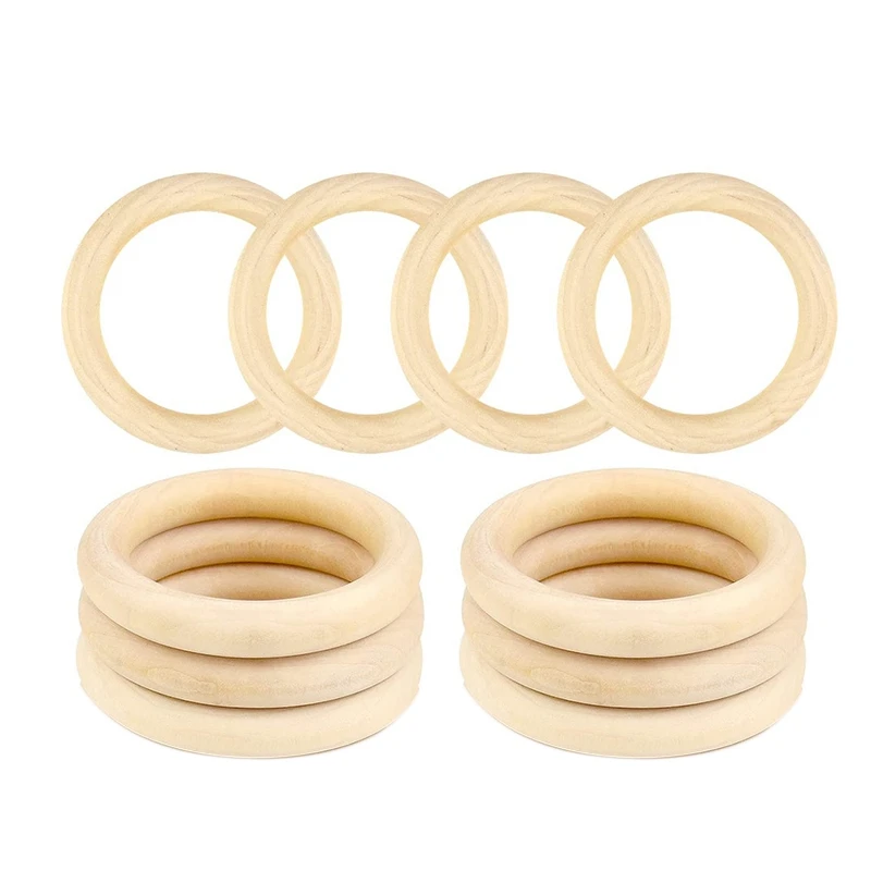 

10Pack 10cm Wooden Rings, Natural Unfinished Solid Wooden Rings for Craft DIY &Hanging Clothing Scarf
