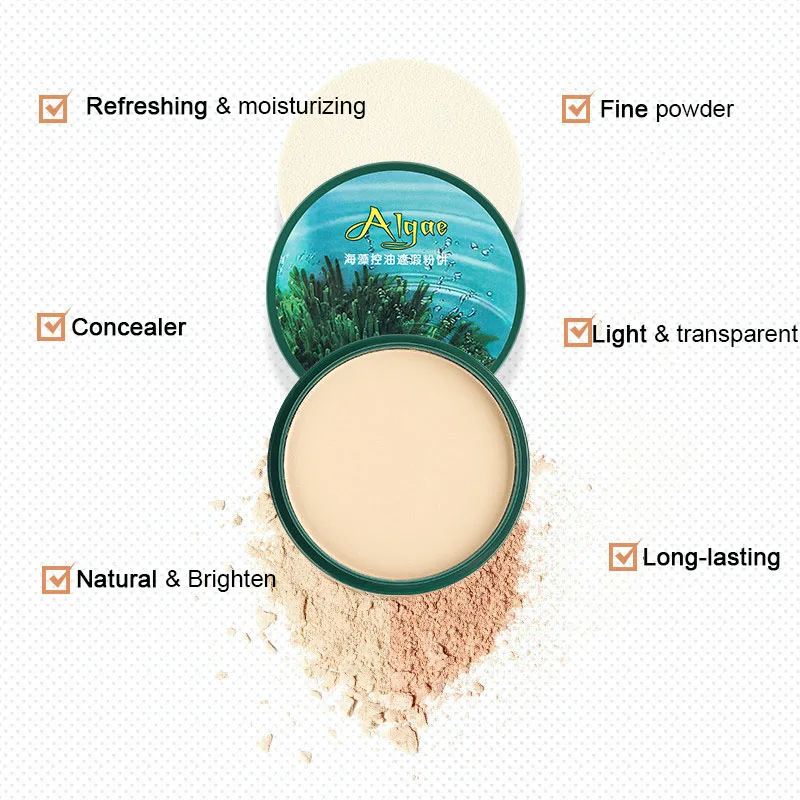 Хит 1 шт. прессованная пудра с морскими водорослями консилер для лица контроль