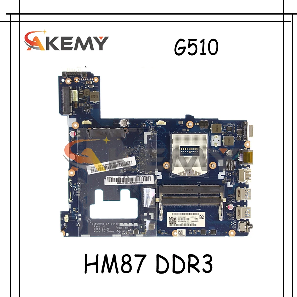 

Материнская плата Akemy VIWGQ/GS LA-9642 для ноутбука Lenovo G510, материнская плата PGA947 HM87 DDR3 100%, протестированная работа