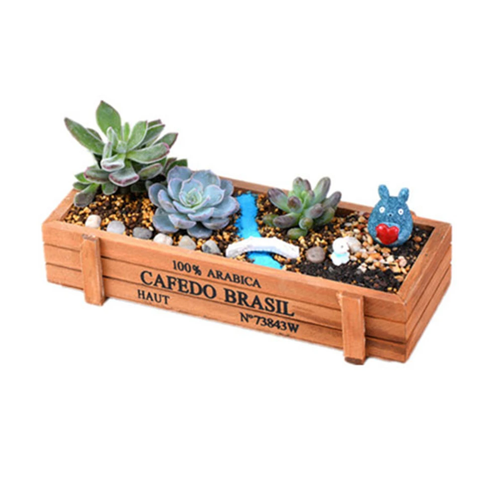 Винтажный прямоугольный деревянный растение ANGRLY мясистый цветочный горшок для