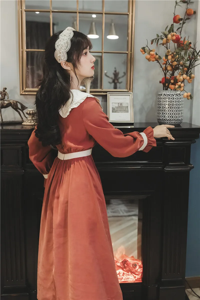 Новое хлопковое вельветовое платье в винтажном стиле с длинным женское 2021