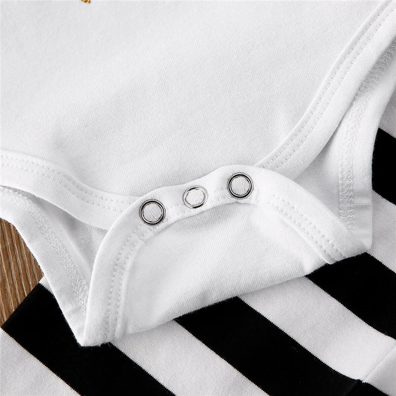 0-12M Baby Girls Boys Clothes 3PCS Toddler Letter Print Top Pants Headband Stripe Outfits Set roupa infantil | Детская одежда и