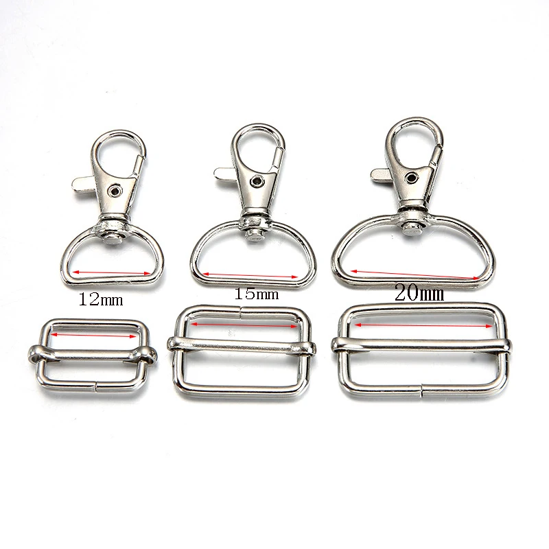 

Metal Clasps Lobster Dog Collar Keychain Swivel Trigger Clips Snap Hook Adjustable Slide Buckle