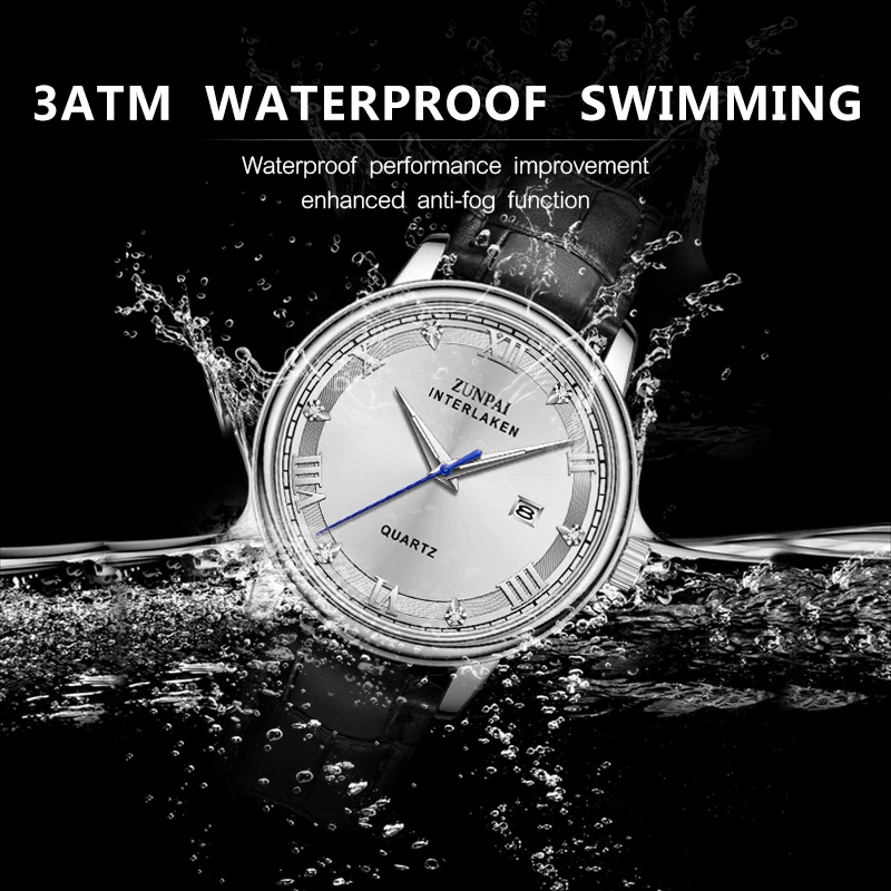 Часы WISHDOIT Мужские Наручные с хронографом водонепроницаемые кожаным ремешком |