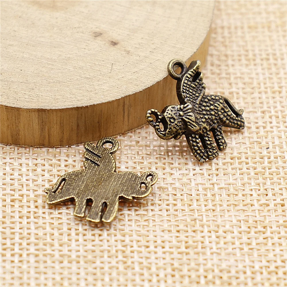 

free shipping 34pcs 19x20mm antique bronze Flying elephant charms diy retro jewelry fit Earring keychain hair card pendant