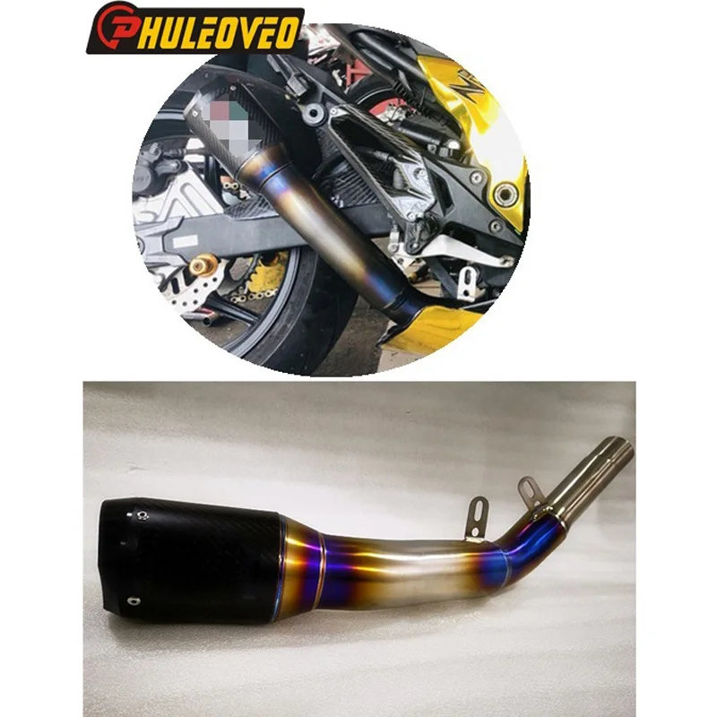 

Titanium Alloy Z800 Motorcycle Exhaust Muffler Link Pipe Carbon Fiber Muffler Exhaust Pipe Slip-on Mid Pipe for Z800 Escape Moto