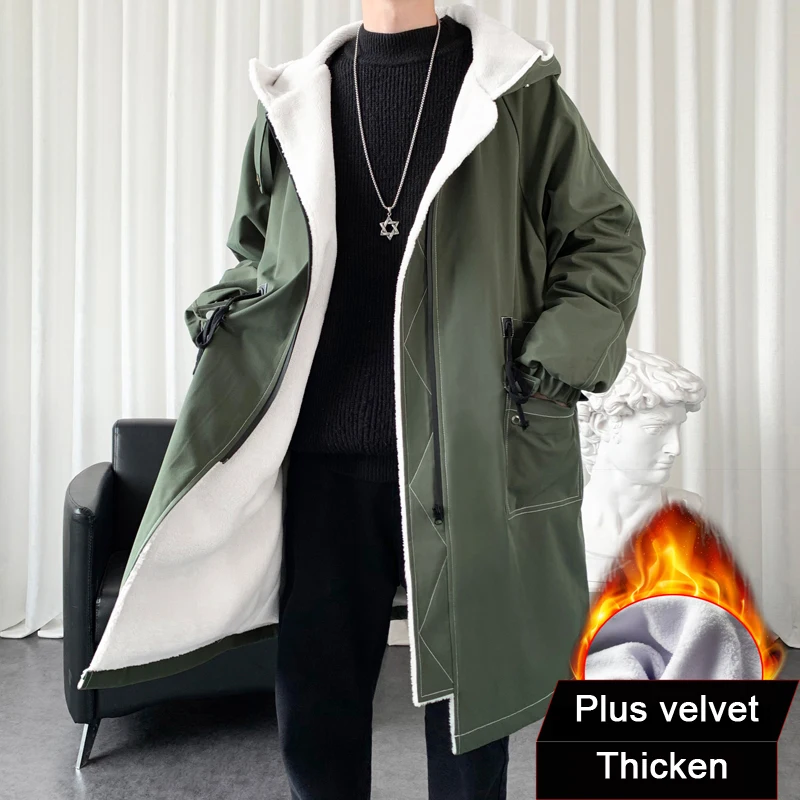 

2021 Winter Coat Men Hooded Thick Coat Fashion Windbreakers Casual Jackets Plus Size M-3XL