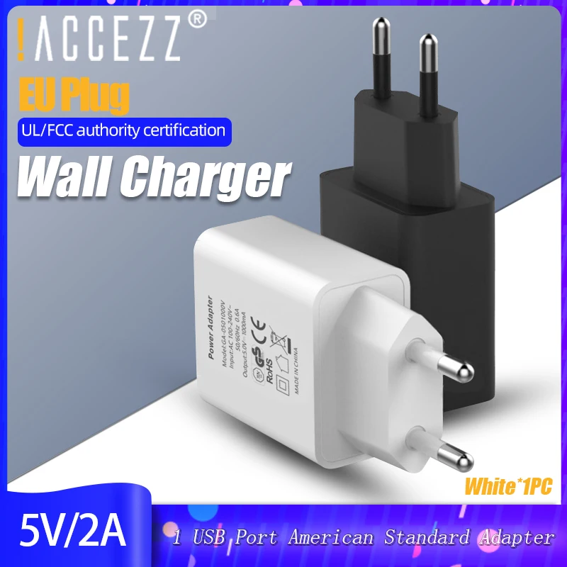 ! ACCEZZ 5V 2A EU вилка USB зарядное устройство быстрое настенное для iPhone 11 7 X XS Samsung S9 Xiaomi