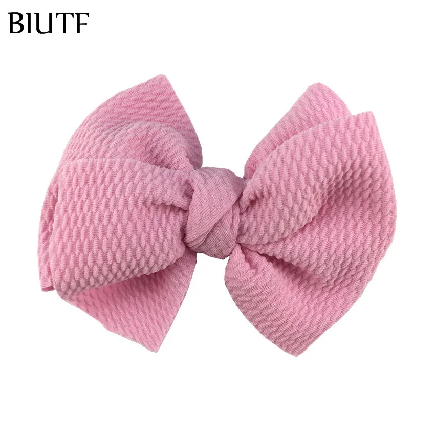 18-lt pink 5 шт./лот 4,5 ''в крепированную полоску вафельный бант для волос с/без зажима для детей повязка на голову ткань Barerres заколки для волос" сделай сам "для девочек Головные уборы HDJ157 - Цвет: 18-lt pink