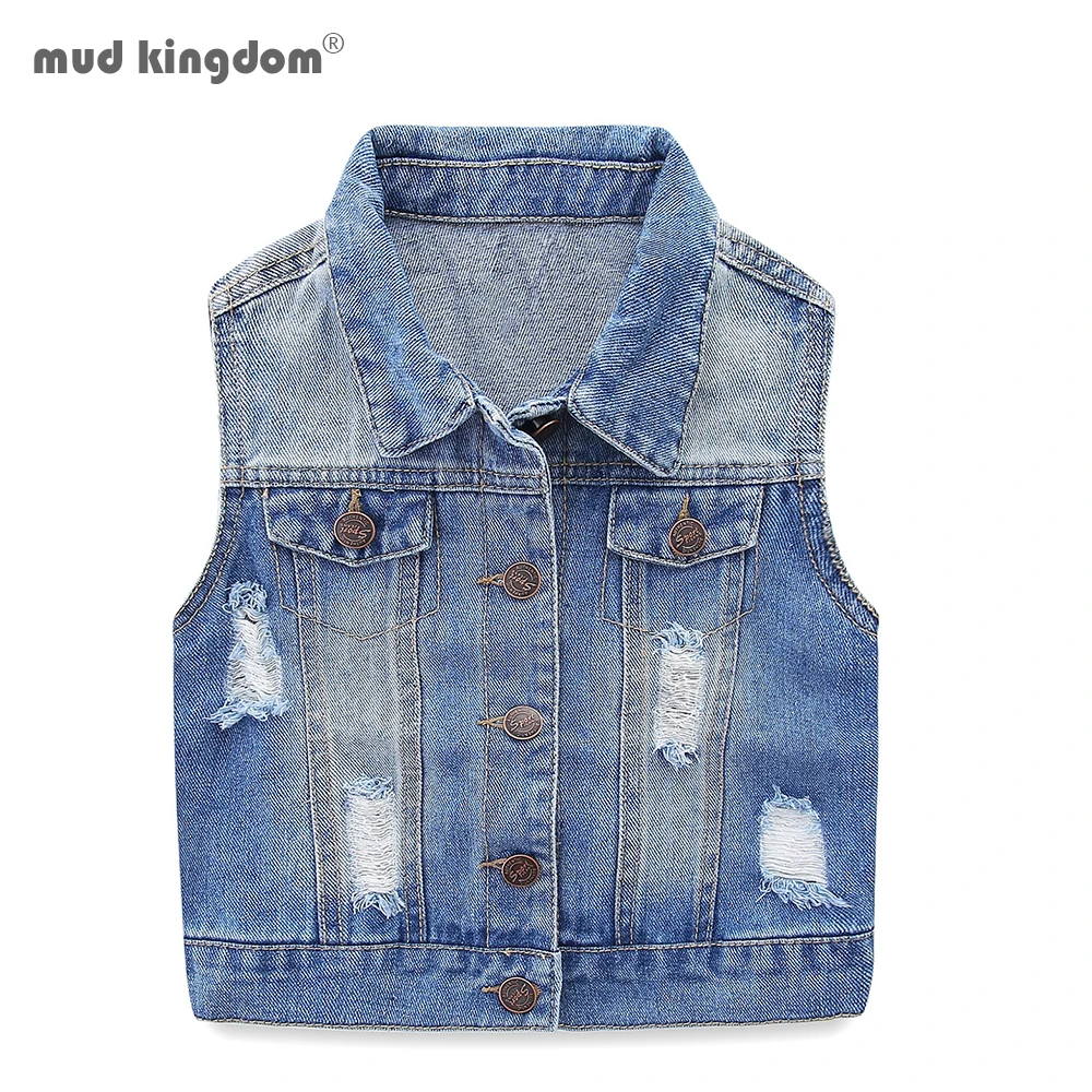 Джинсовый жилет для маленьких девочек с цветочной вышивкой | Мать и ребенок