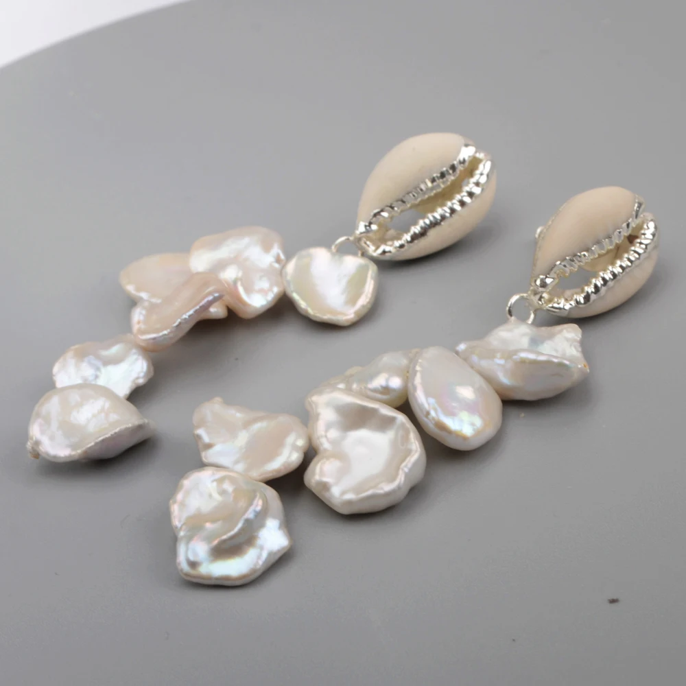 Серьги-подвески женские из Каури с жемчужными бусинами HD0197 серьги натурального