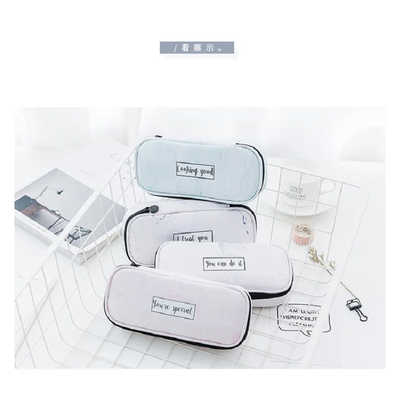 Школьные принадлежности Детские Многофункциональные marbling PU пенал креативные