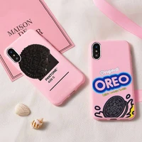oreo milk chocolate biscuit phone case for iphone 6 6s 7 8 plus x xs xr xsmax 11 12 pro promax 12mini candy pink silicone cover