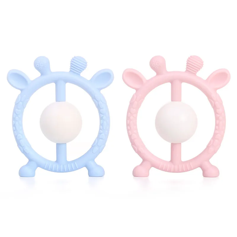 Giraffe Rattle Chenkai 5 шт. Силиконовое зубное кольцо детское кольцо для соски жевание кормящих DIY сенсорная игрушка с зажимом подарочные аксессуары - Цвет: Giraffe Rattle