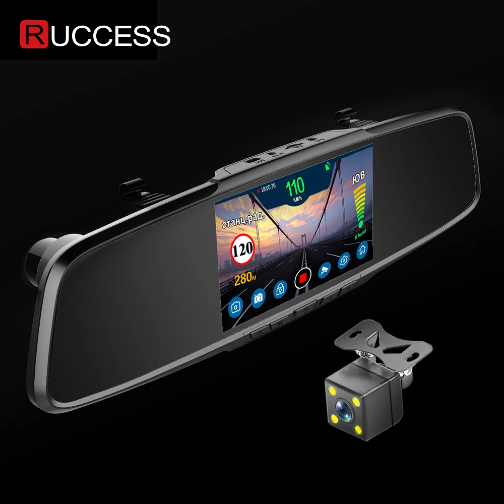 Ruccess зеркало заднего вида радар детектор 3 в 1 DVR Full HD 1080P рекордер камера Анти радар автомобильный детектор с gps для России