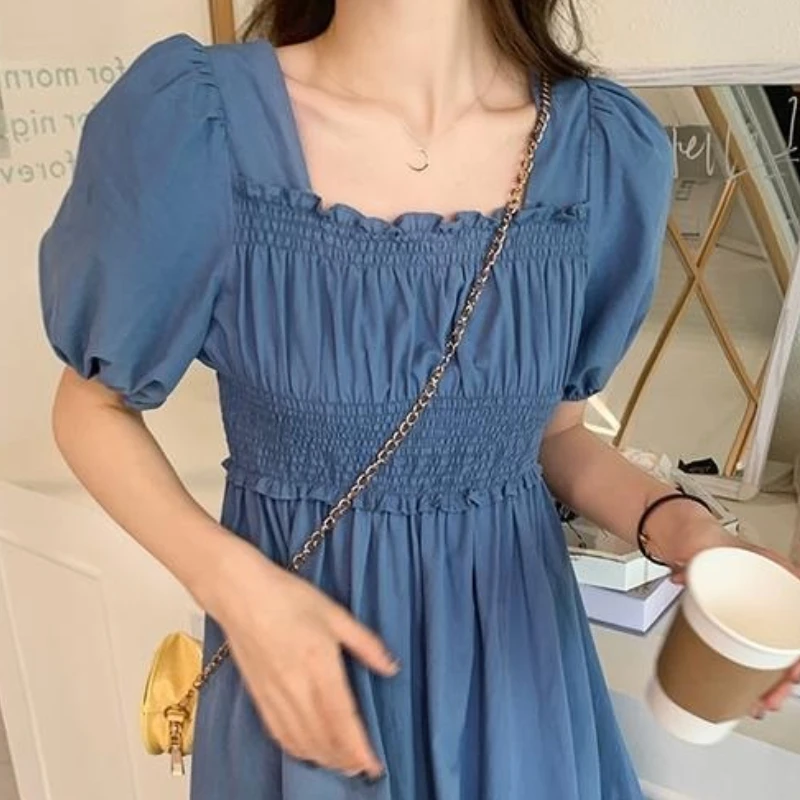 Однотонное женское летнее повседневное французское стильное сарафан для