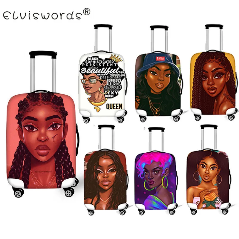 ELVISWORDS Black Girl Magic Afro Lady дорожный защитный чехол на чемодан для 18-30 дюймов аксессуары для путешествий Чехол