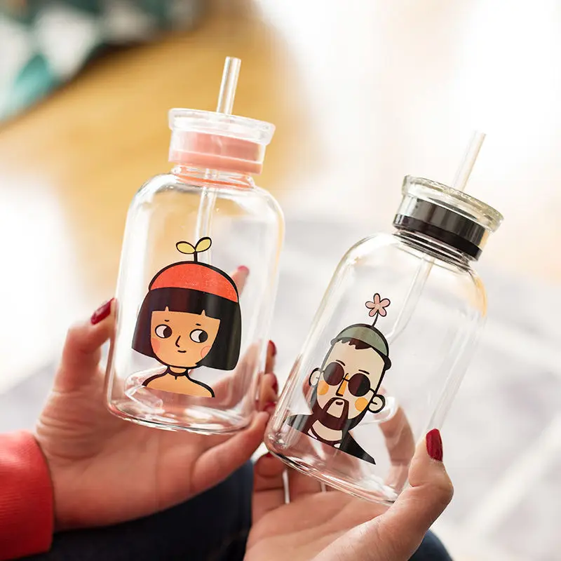 Мультяшные силиконовые стеклянные бутылки прозрачные термостойкие кружки чашка