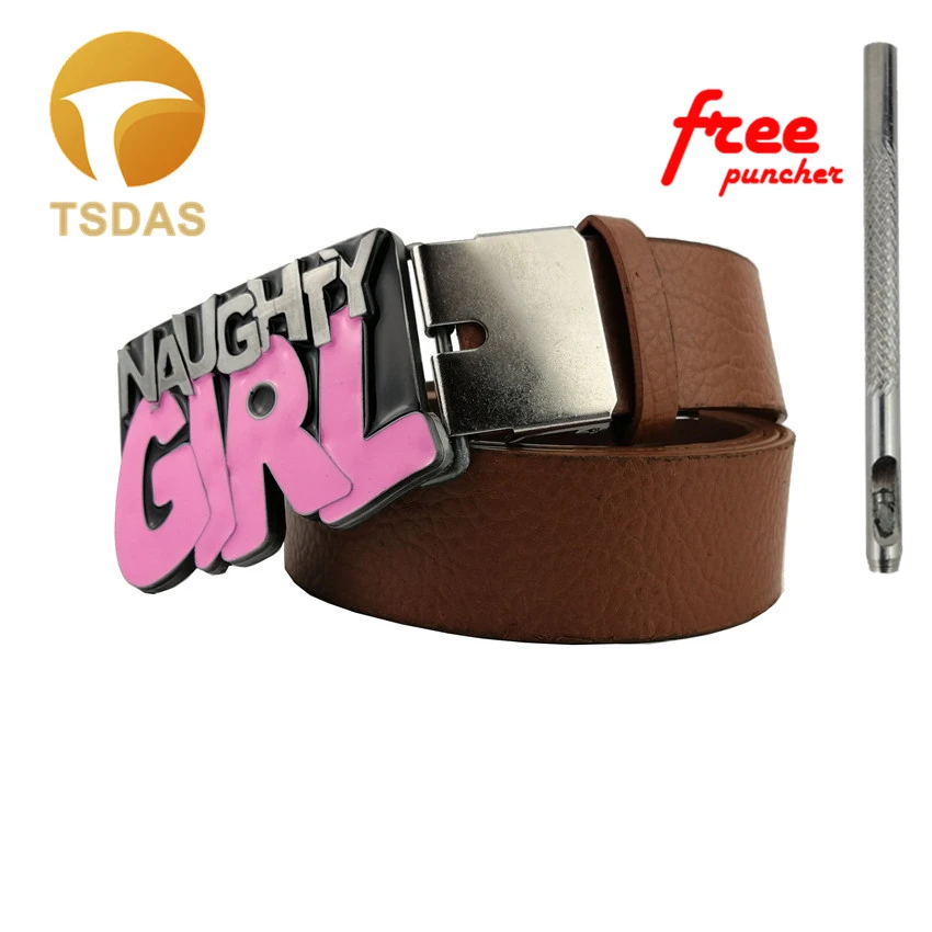 Озорная девочка металлическая пряжка для ремня с оловянной отделкой и розовой