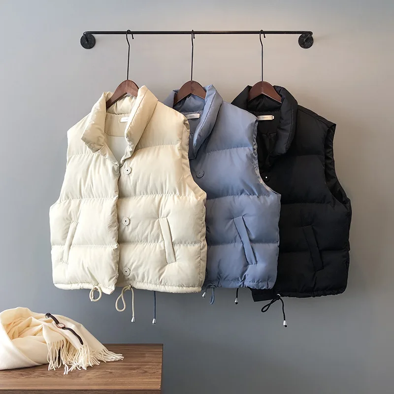 

2020 женский жилет, пальто с воротником-стойкой, зимние женские толстые хлопковые Теплые Топы, безрукавка оверсайз, женский жилет, Casaco Feminino