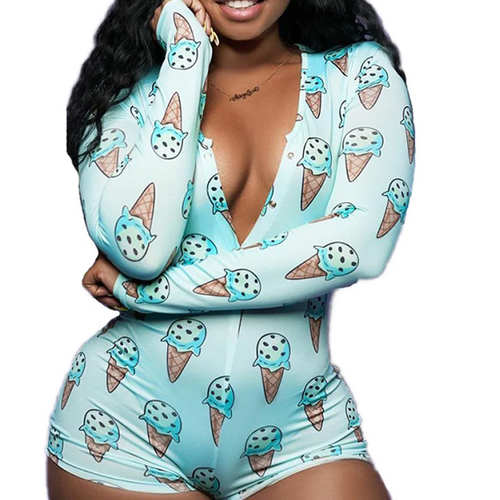 Пикантный комбинезон с мультяшным принтом для взрослых женская пижама короткий