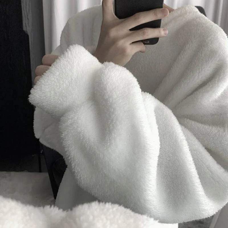 

Plus Velvet Thick Hoodie Male Fashion Warm Solid Color Casual O-neck Sweatshirt Male Streetwear Hip-hop Loose Pullover Hoodies