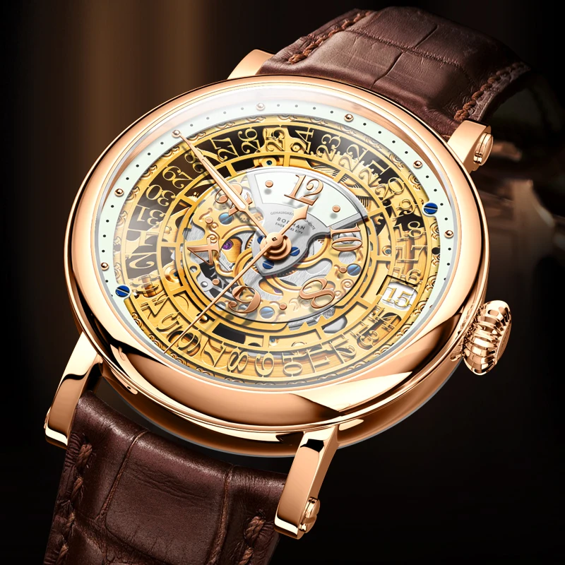 

Switzerland Luxury Brand BORMAN Automatic Mechanical Men's Watches Sapphire 50M Waterproof Luminous Dual Skeleton Clocks BM3901