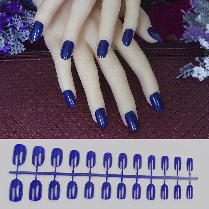 1 набор из 24 коротких круглых накладных ногтей шт. клей для 10 размеров полный