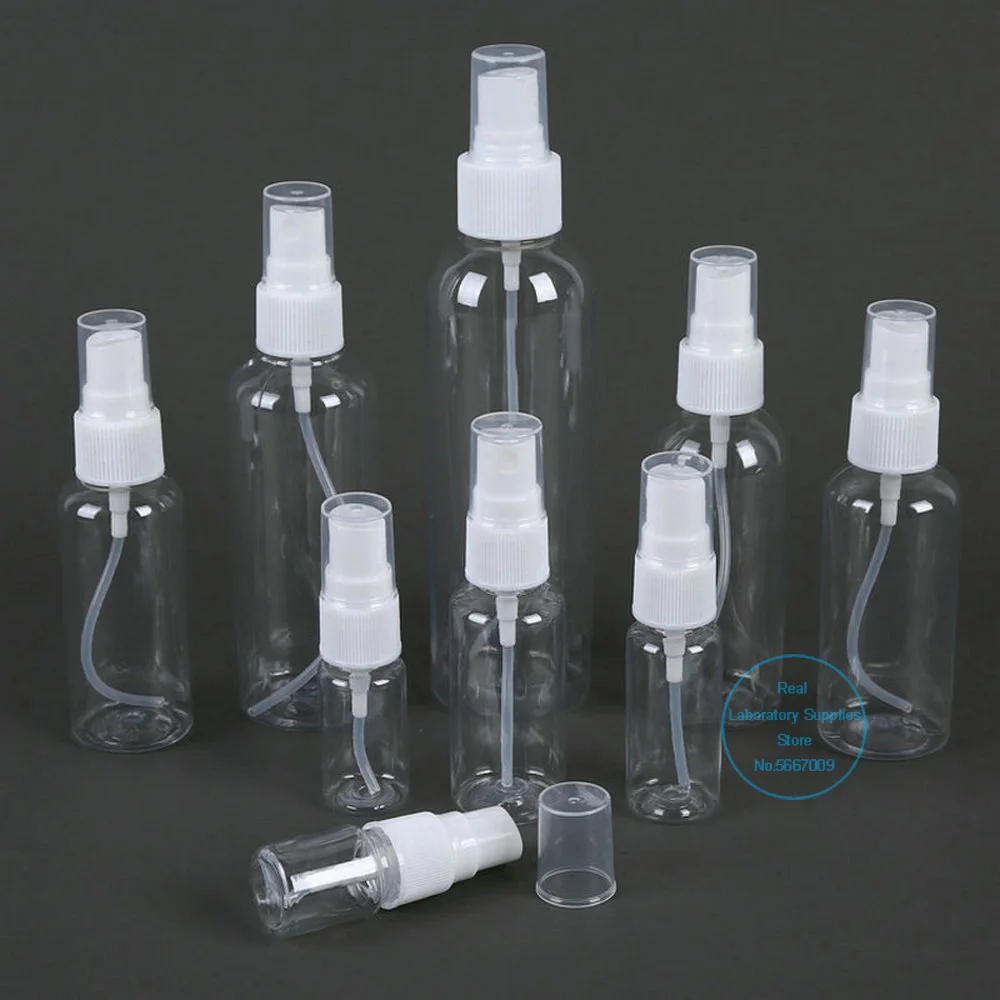 

10pcs/lot 10ml to 100ml clear PET spray bottle small plastic side spray bottle of alcohol perfume laboratory experiment