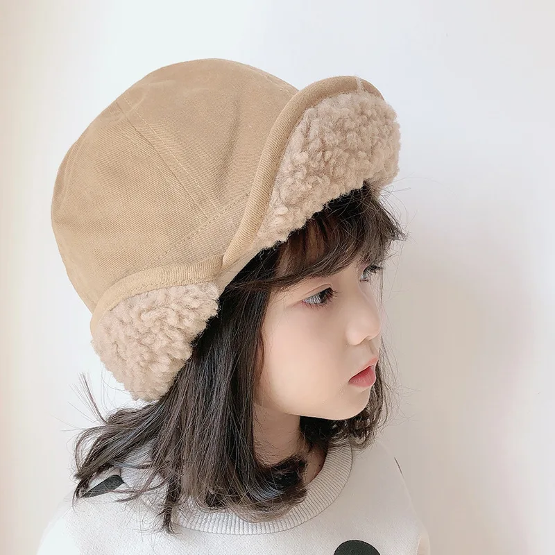 Children's Hat Autumn and Winter New Lei Feng Hats Korean Parent-child Plus Velvet Thick Windproof Earmuffs Lamb Down Cap