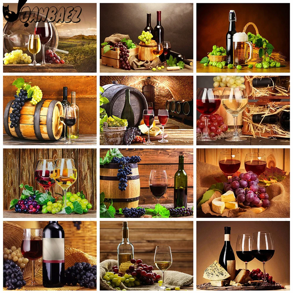 

Diamond Painting Red Wine Fruit 5D Diy Winery Mosaic Picture Grape Cross Stitch Art Diamond Embroidery Home Decoration Gifts