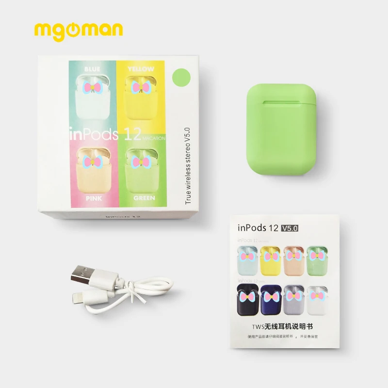 Mgoman Новое поступление Macaron Inpods12 TWS беспроводные наушники для быстрой зарядки с коробкой наушники Bluetooth 5,0 гарнитура PK i17s