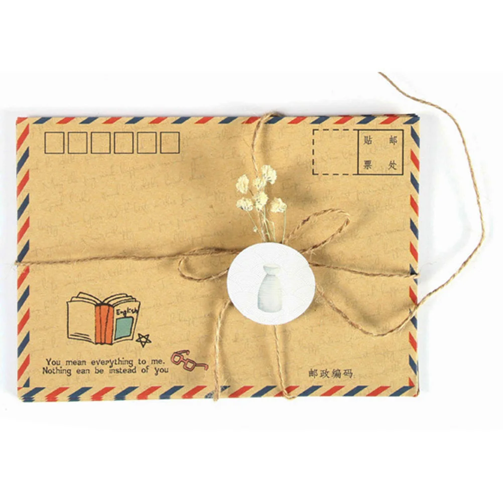 

8Pcs Vintage Kraft Classic Envelopes Air Mail B6 Mini Envelopes Post Photo Letter Gifts Storage Office School Supplies (Random