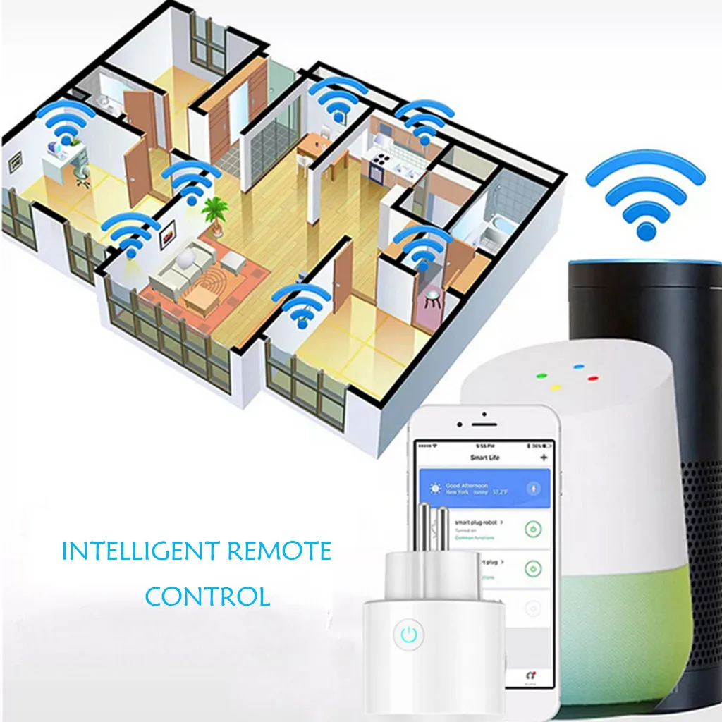 Умная розетка Wi-Fi, штепсельная вилка европейского стандарта, переключатель для Amazon Alexa/Google Home, управление приложением, умная розетка, штепсельная вилка электрического адаптера питания
