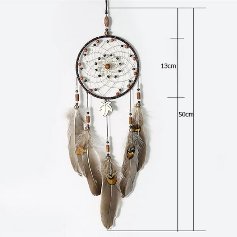 

50cm Feather-Art Dream Catchers Handmade Pendant Craft Wall-Hanging Home Decor Indian Style