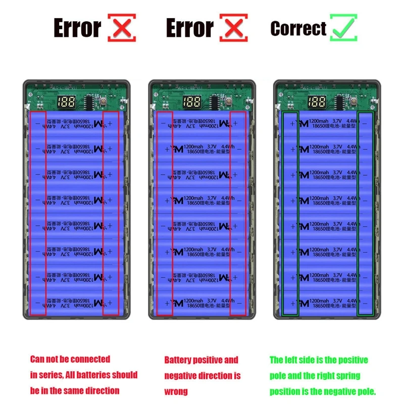 L8 LCD Display DIY 8x18650 Battery Case Power Bank Shell Portable External Box Without Powerbank Protector |