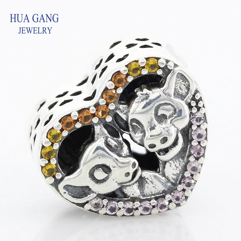 925 стерлингового серебра сверкающий Лев Симба Нала сердце амулеты подходит для