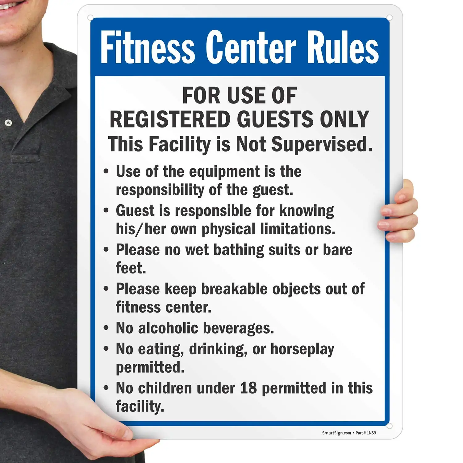 

"Fitness Center Rules" Sign | 8" x 8" Aluminum