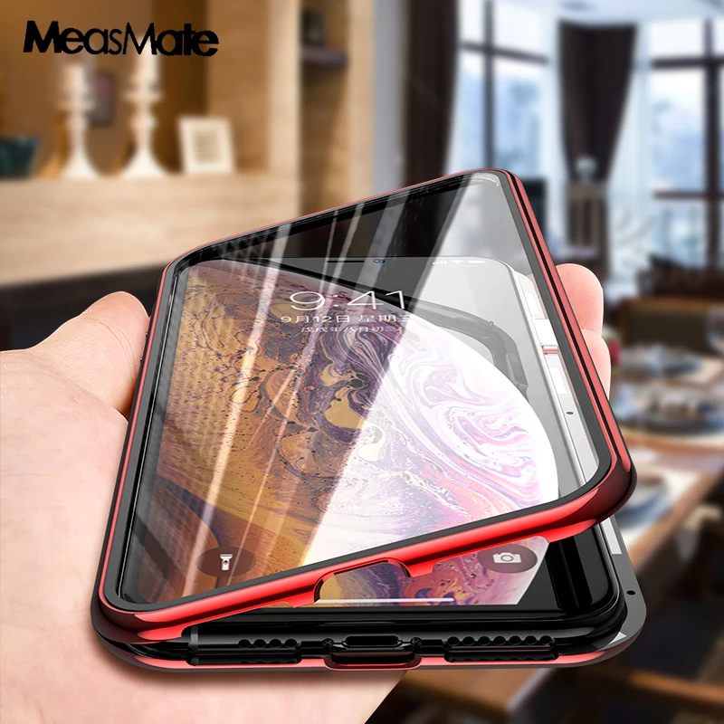 Металлический магнитный адсорбционный чехол для iPhone XS MAX X XR 6 6S Plus двухсторонний