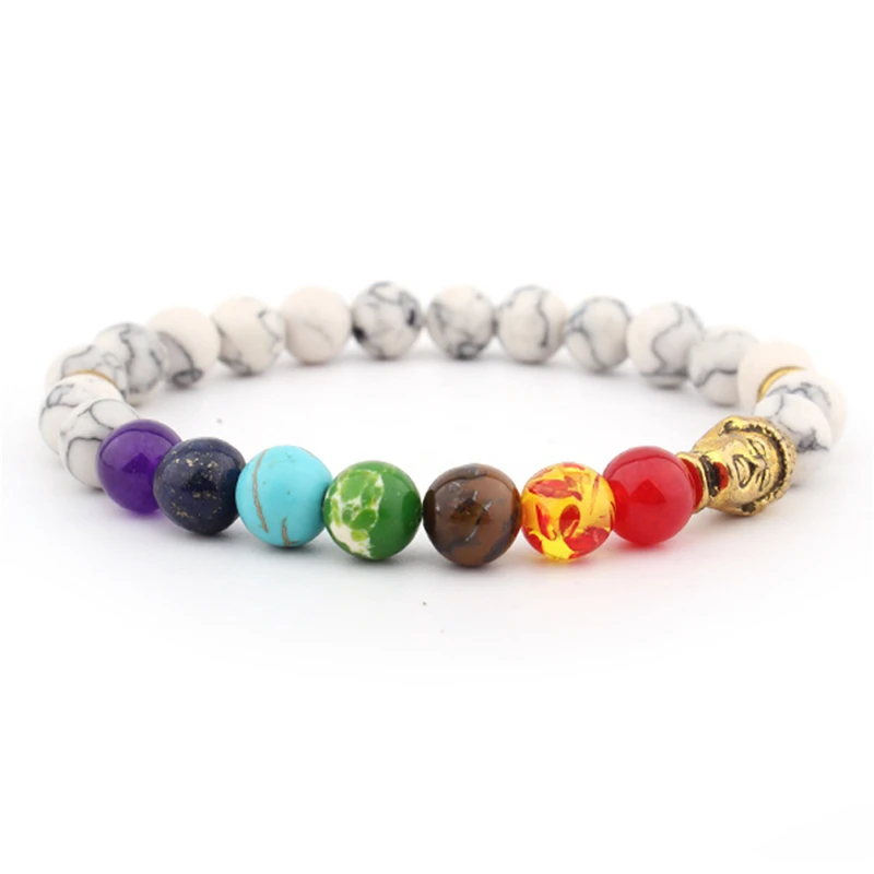 

Hot Sale Distance 7 Chakra Bracelet White Beads Buddha Reiki Prayer Bracelets for Women Men Fashion Jewelry Gifts bracelet femme