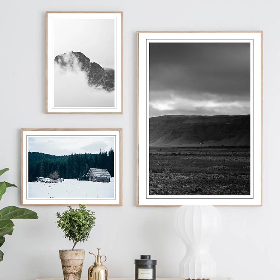 Горный пейзаж настенная живопись абстрактный художественный постер и печать HD