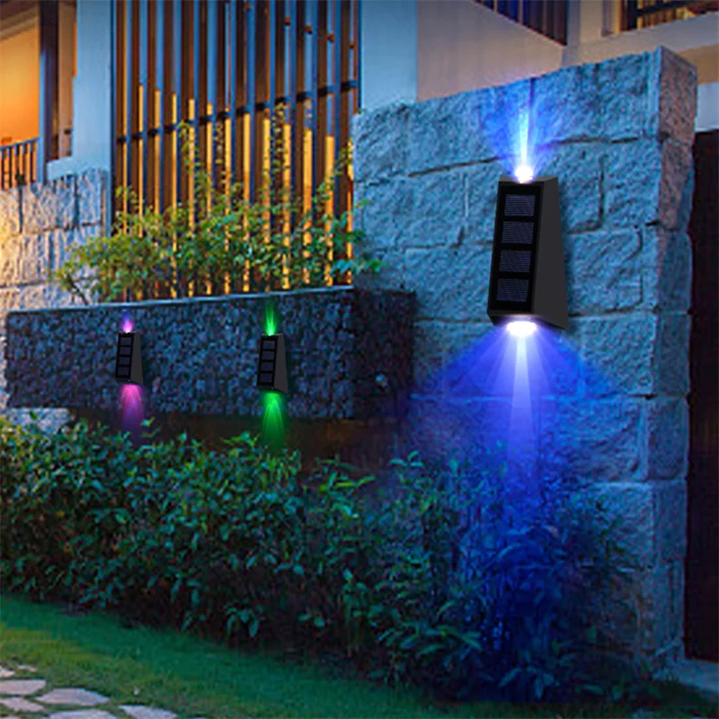 2Pc Color colector Solar luces al aire libre impermeable Sensor de noche Auto en Off accionada Solar montado en la pared de luz de la noche de Patio camino Patio-3