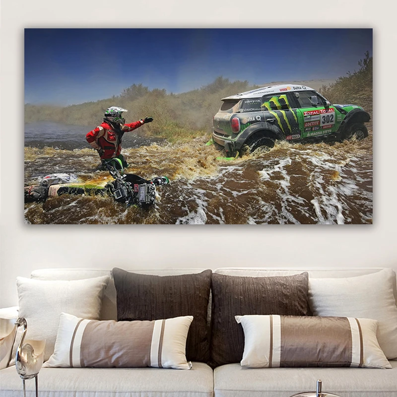 

Minis Cooper Countryman Dakar Rally Car Wall Art Gifts Poster and Print Canvas Paintings For Bedroom Home Decor