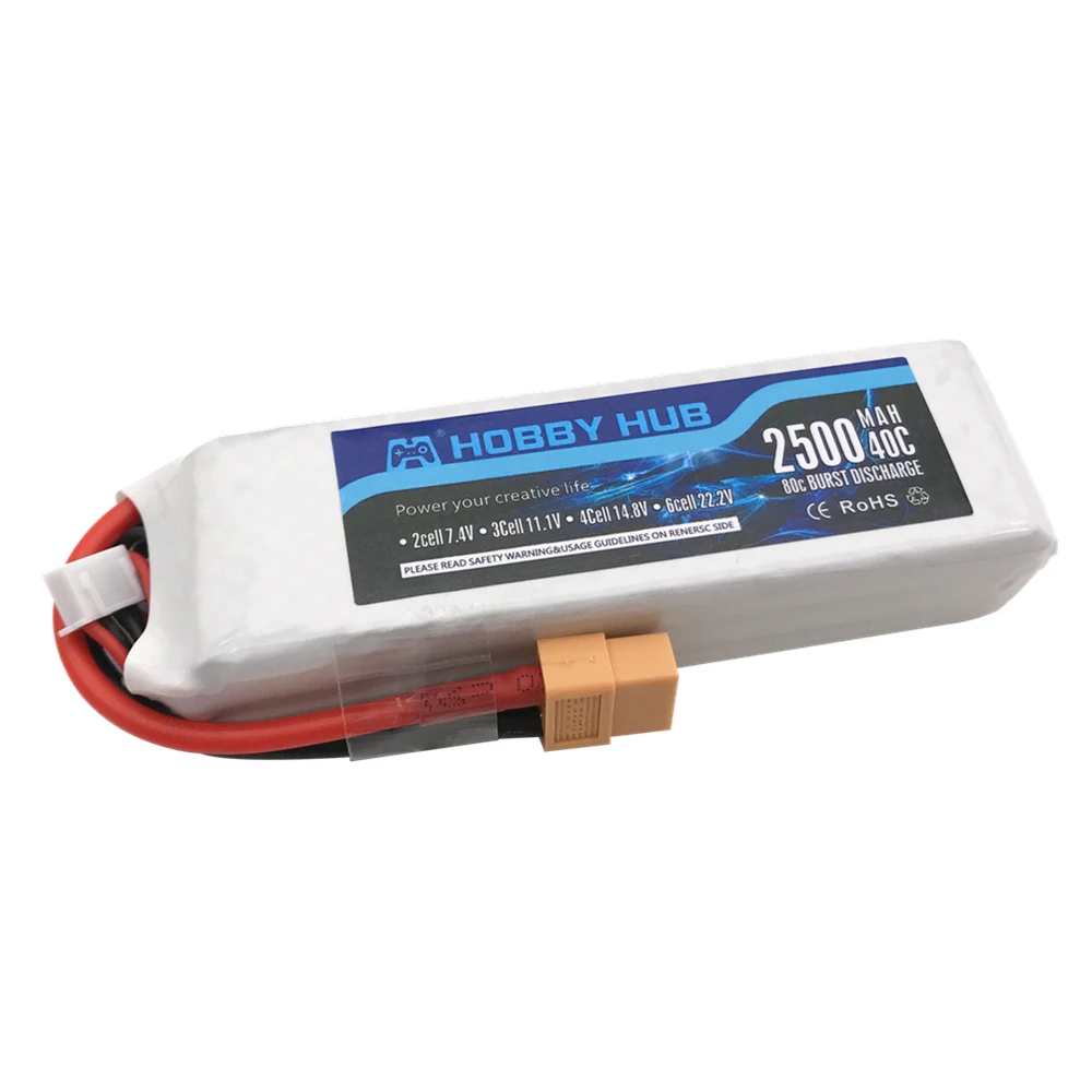 батарея hobby hub 3s lipo 111 в 2500 мач 40c max 80c для дро