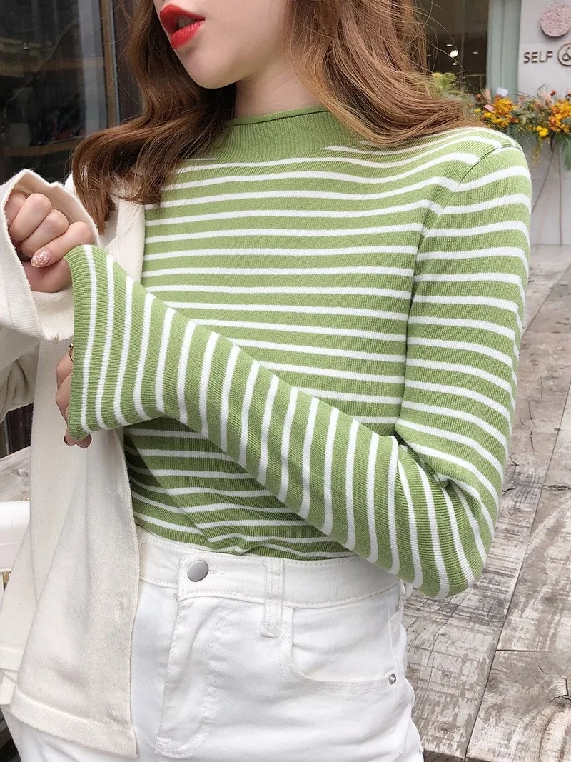 

Pullovers Women Sweater Oversize Unisex Couples Japanese Striped Knit Sweater Hip Hop Female New Winter Fashion Retro Daily