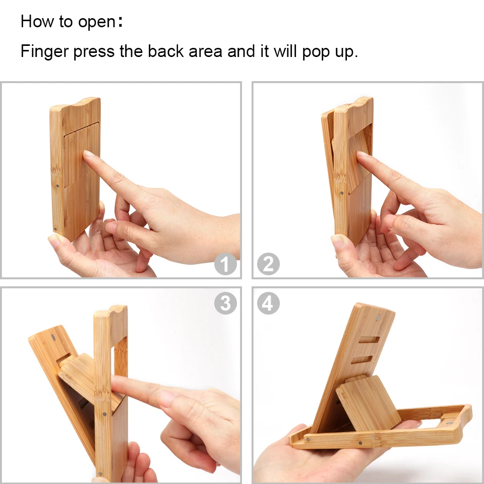 icozzier mini bamboo portable adjustable tablet phone stand office home multi angle foldable cellphone holder free global shipping
