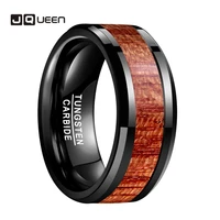 jqueen 8mm black polished inlaid artichoke plane oblique tungsten carbide ring fashion wedding jewelry best gift