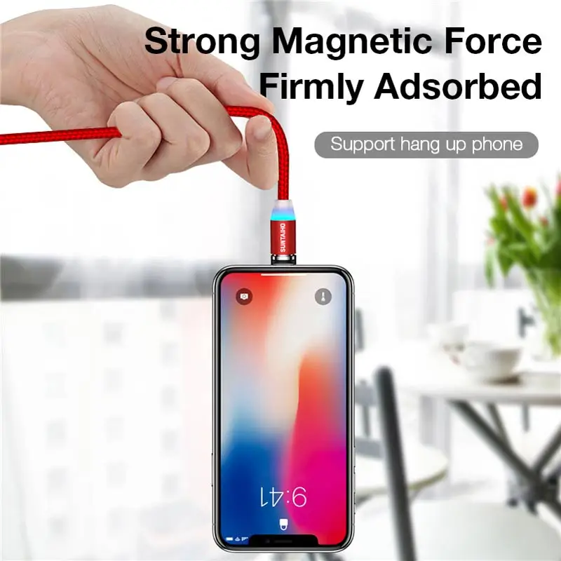 Suntaiho USB магнитная зарядка течёт светильник светодиодный Micro USB магнитный кабель Быстрая зарядка для iphone светильник ing USB Type C кабель Магнитный кабель для мобильного телефона