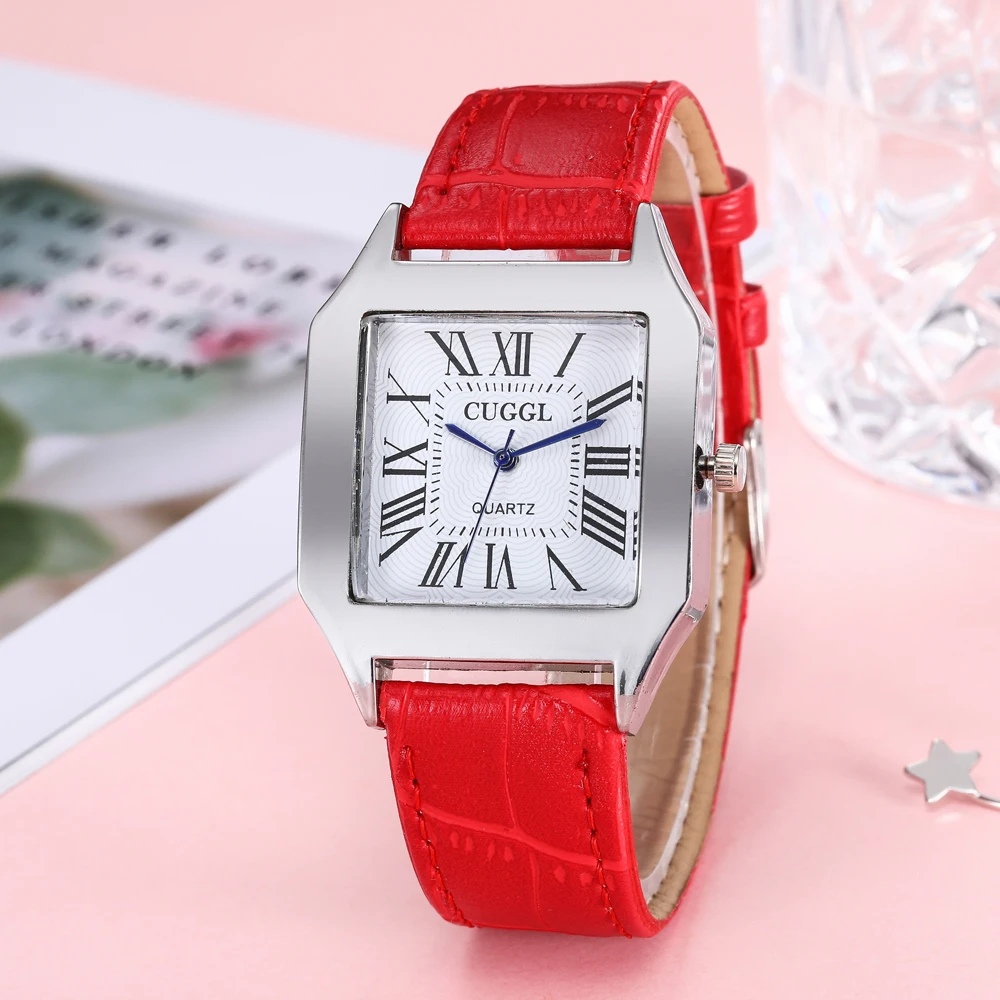 Часы мужские и женские квадратные модные брендовые кварцевые для влюбленных пар